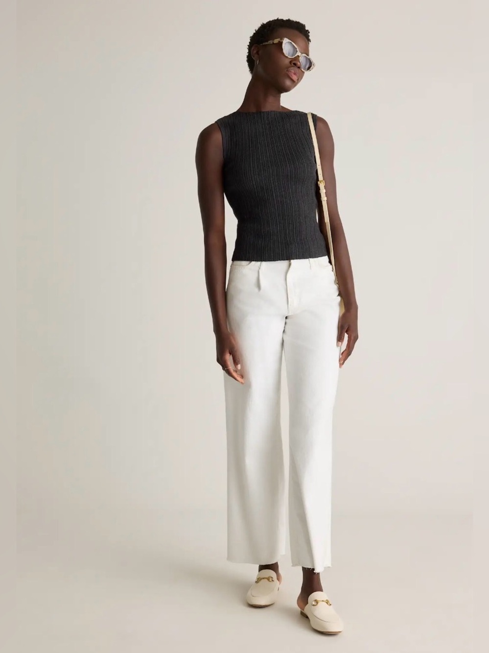☑️Quince Cotton Cashmere Ribbed Tank - Heather Gray☑️
